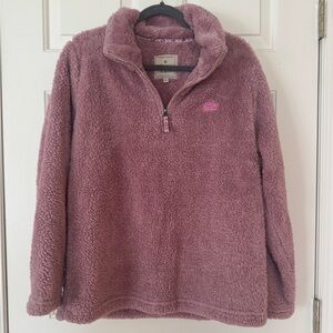 Simply Southern Quarter Zip Sherpa Pullover Sweatshirt, Large